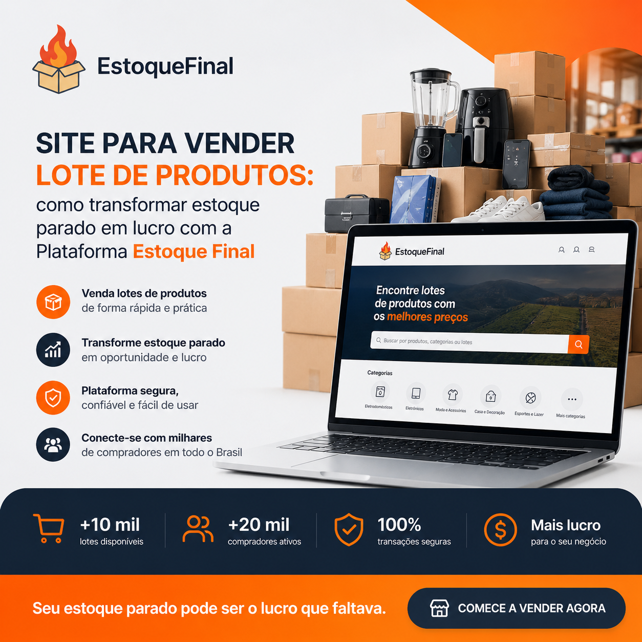 Site para vender lote de produtos como transformar estoque parado em lucro com a Plataforma Estoque Final